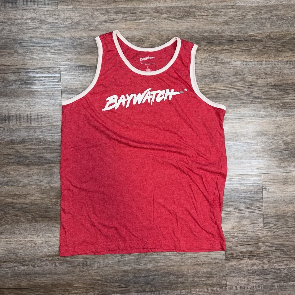 Baywatch Shirt Mens Large Short Sleeve Tank Malibu Beach Patrol Graphic 90's